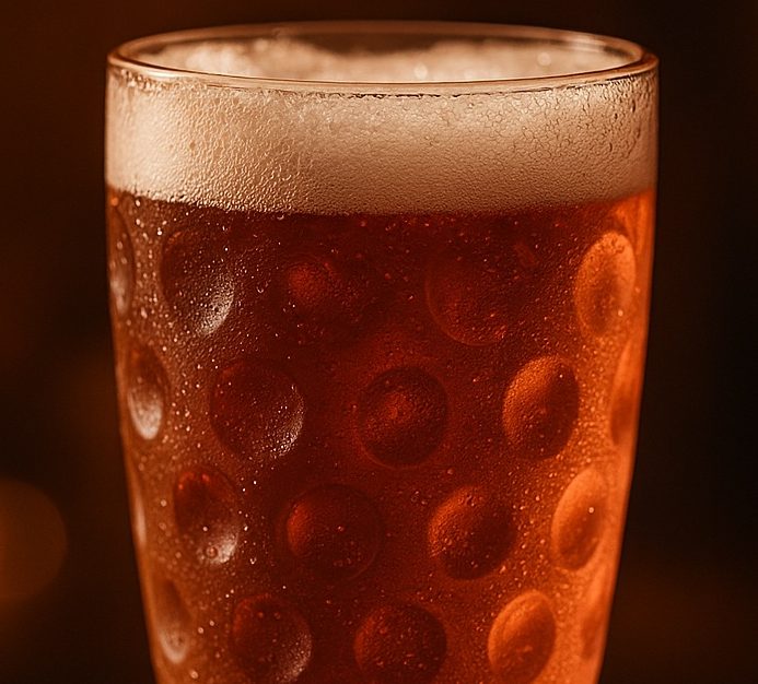 Dubbeglas Dubbeglas gefüllt mit Roséwein, frisch und gekühlt